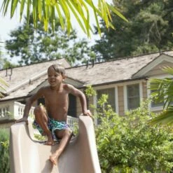 SR Smith Typhoon Pool Slide, Right Turn, Sandstone -Pool Care Sales Shop 4068 sand april2023c