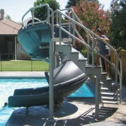 SR Smith Vortex Pool Slide, Full Tube With Ladder, Gray