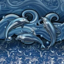 Ocean Blue Beaded Pool Liner, 54 In Wall, 21 Ft Round, 25 Gauge, Dolphin Key